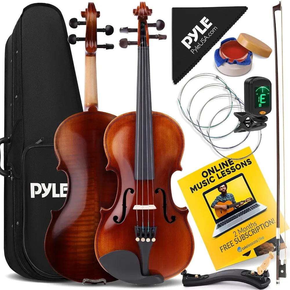 

3/4 Size Beginner Violin Starter Kit, Violin Starter Package with Travel Case & Bow, Extra Strings, Digital Tuner,Shoulder Rest