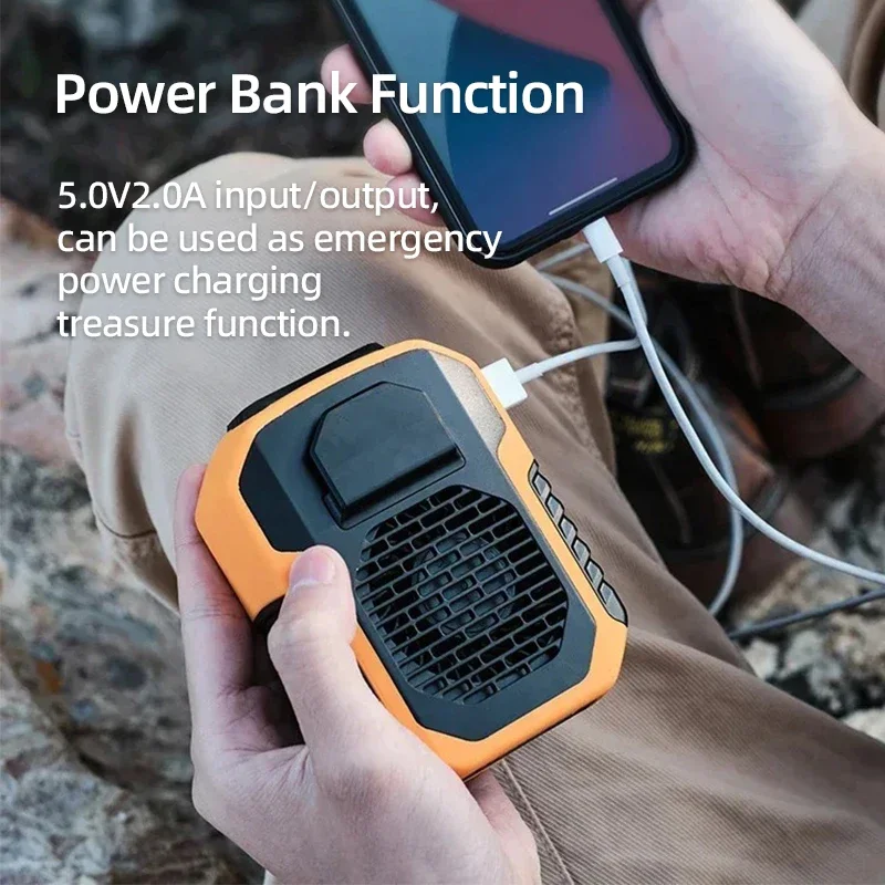 TINSOL Portable Waist Fan Hanging Neck Fan Mini USB Rechargeable Portable Waist Clip Fan Outdoor Sports Small Fan