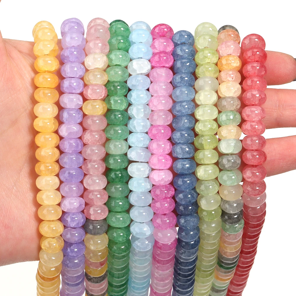 1String Natural Stone Abacus Beads 5x8mm Glass Beads Loose Beads for Craft Making DIY Necklace Bracelet Accessories