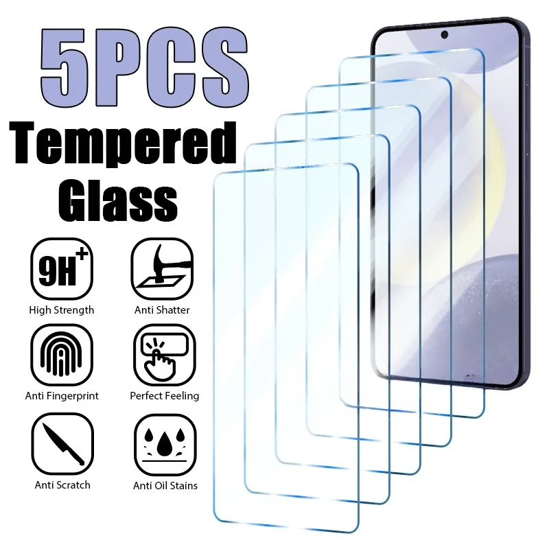 

5PCS Tempered Glass For Samsung Galaxy S24 A54 A14 A13 A53 A34 A33 A52 5G S23 Plus Screen Protector on Samsung A32 A22 S21