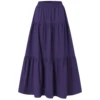 Women´s Casual Long Skirts, Solid Color Pleated Big Hem Elastic Waist Loose Fit Skirts, Simple Style Bottoms 2
