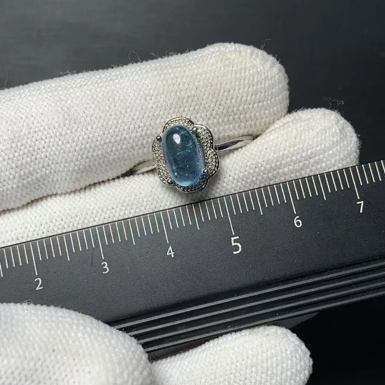 VINTAGE OVAL Natural Aquamarine Ring  Adjustable Female Butterfly Jewelry for Women Gift Wholesale High Quality COPPER  Fine