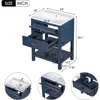 24" Bathroom Vanities with Ceramic Single Sink Combo, Modern Undermount Bathroom Sink Cabinet with 2 Drawers & Open Self 2