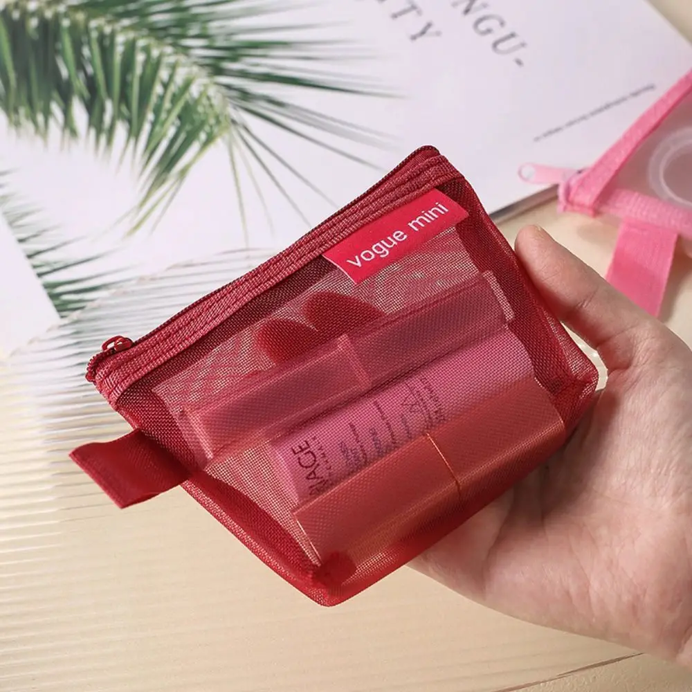 Makeup Bag Transparent Mesh Storage Bag Cute Lipstick Small Item Mini Coin Purse Nylon Coin Cosmetic Travel DIY coin purse plush coin purse coin wallet change bag cosmetic bag