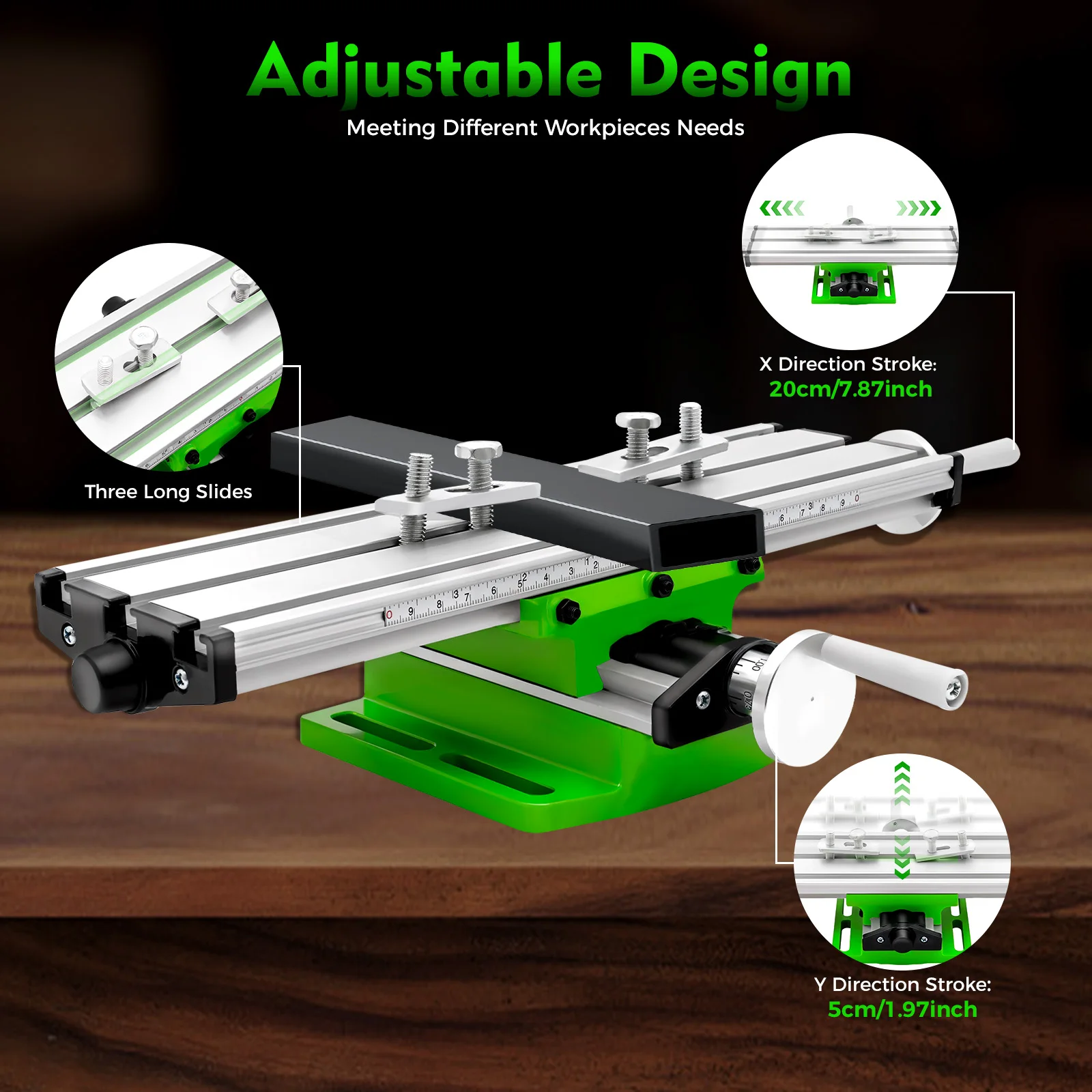 Adjustable Milling Working Table Adjustable X/Y-Axis Cross Slide Table with Handwheel Scales for Mini Drills & DIY Machining
