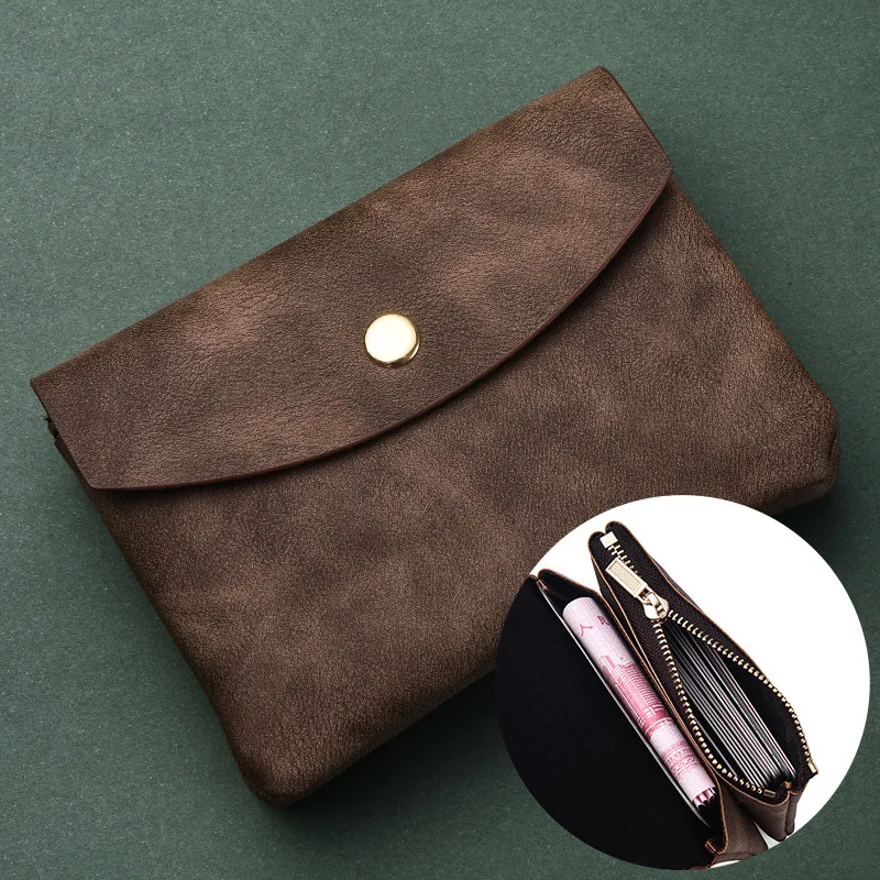 Vintage-Inspired Double Layer Coin Purse - Soft PU Leather Wallet with Multi-Pocket Zipper Bag