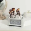 Crushed Diamond Makeup Brush Holder Organizer Glass Mirrored Remote Control Organiser Holder Container Accessories Desktop Decor 3