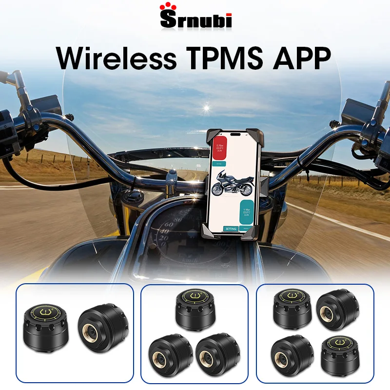 

Motorcycle Car TPMS Tire Pressure Alarm Monitor Bluetooth Apple IOS Android System Temperature Warning 2/3/4 Sensors Tire Gauge