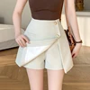 Korean Style Pink Fashion Buttons High Waist Shorts Skirts Womens New Spring Summer A-line Suit Shorts Ladies Casual Culottes 4