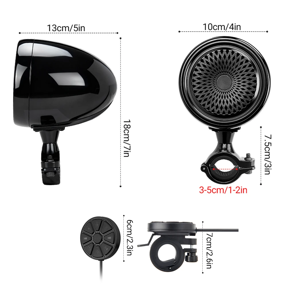 방수 오토바이 스피커 블루투스 오디오 MP3 음악 USB AUX MP3 300W 앰프 4인치가 포함된 고품질 투명 스피커