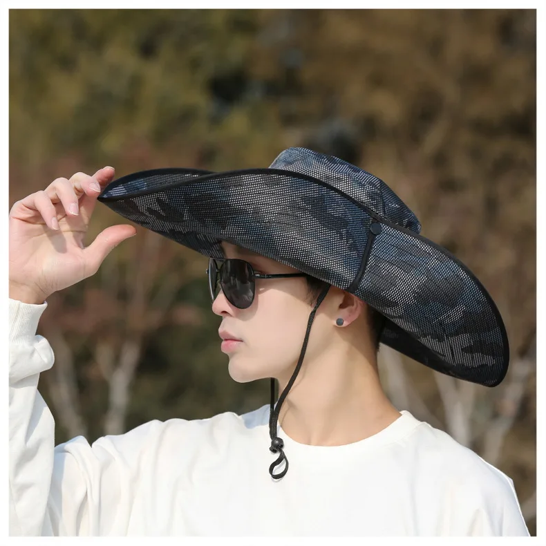 15CM large brim men's sun protection sunshade hat, new summer  mountaineering sunshade hat, outdoor Benny fisherman hat - AliExpress