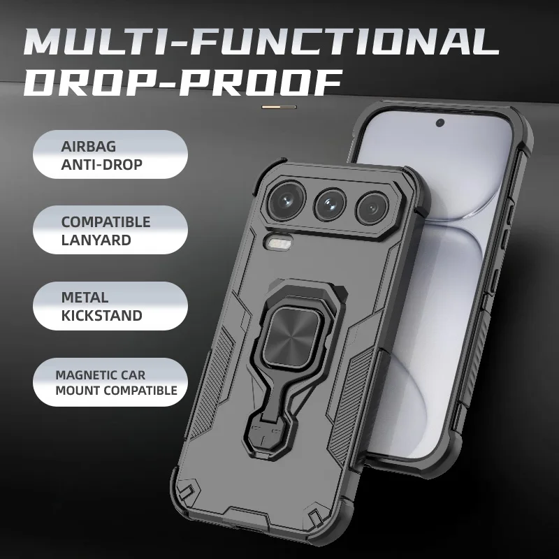 Magnetic Armor Shockproof Phone Case with Metal Ring Stand Holder