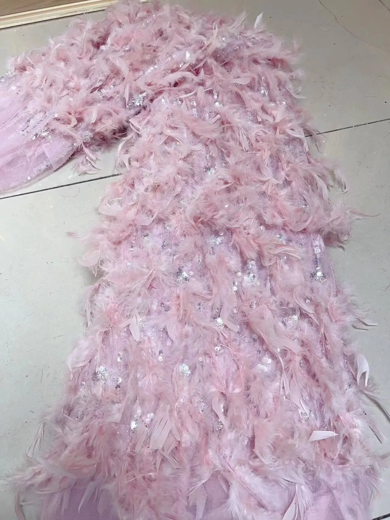 

Французская вышивка, искусственная кружевная ткань, Африканский нигерийский с блестками и перьями, ткань для свадебного платья