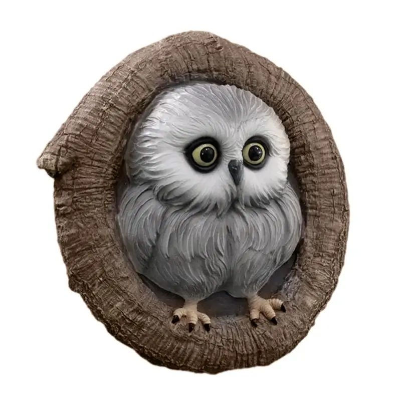 

Garden Owl Statue Nature Country Art Owl Figurine Tree Decorations Realistic Animal Landscape Pendant Ornament for Yard Garden