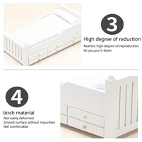 1:12 Dollhouse Miniature Bed White European Single Bed With Drawer Bedroom Furniture Model Decor Toy Doll House Accessories
