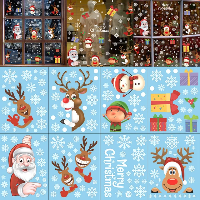 Christmas PVC Static Sticker Santa Elk Snowflake Window Stickers Kids Room  Wall Decals Merry Xmas Decor For Home New Year 2024 - AliExpress