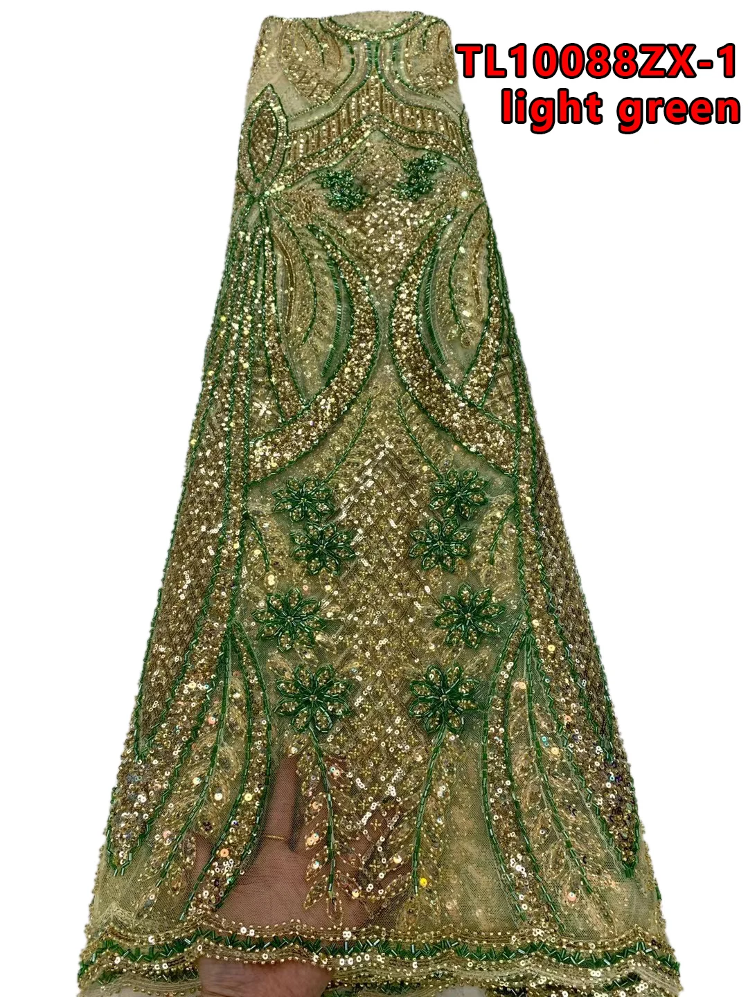 

High Quality Net Lace with Stones African Tulle Lace Fabric French Mesh Bead Laces for Dress TL10088ZX