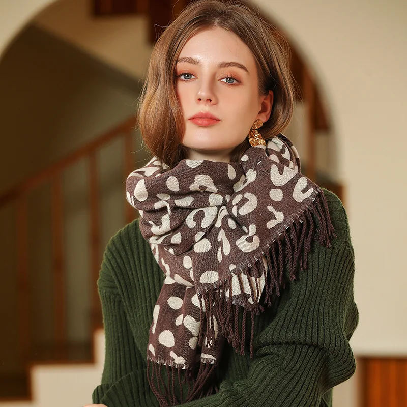 Original Designer Brand Шарф 2023 New Scarf Women Cashmere Leopard Print Warm Shawl Scarves for Women Hot Selling