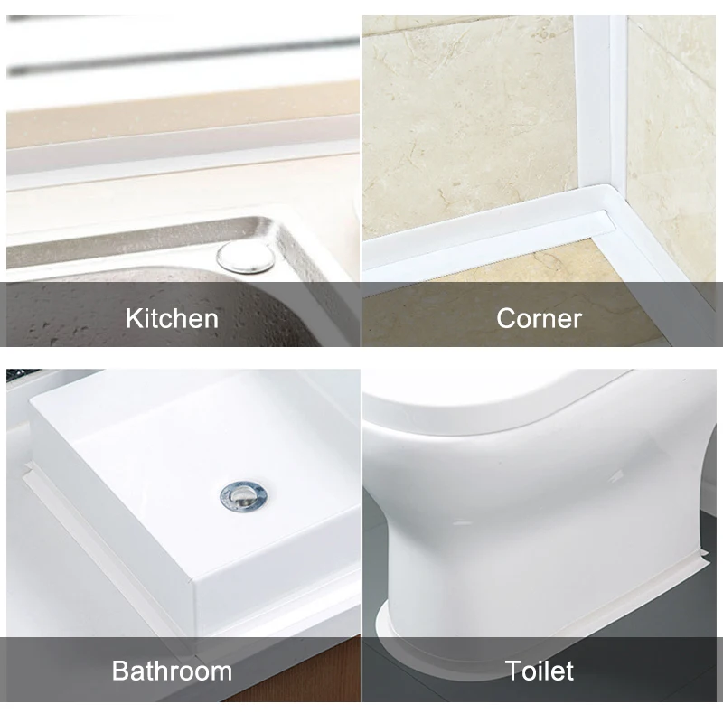 Bath Sealing Tape 100/200/320cm Bathroom Kitchen Self Adhesive Sealing Tape Shower Sink Bath Caulk Strip Waterproof Wall Sticker Sink Edge Tapes
