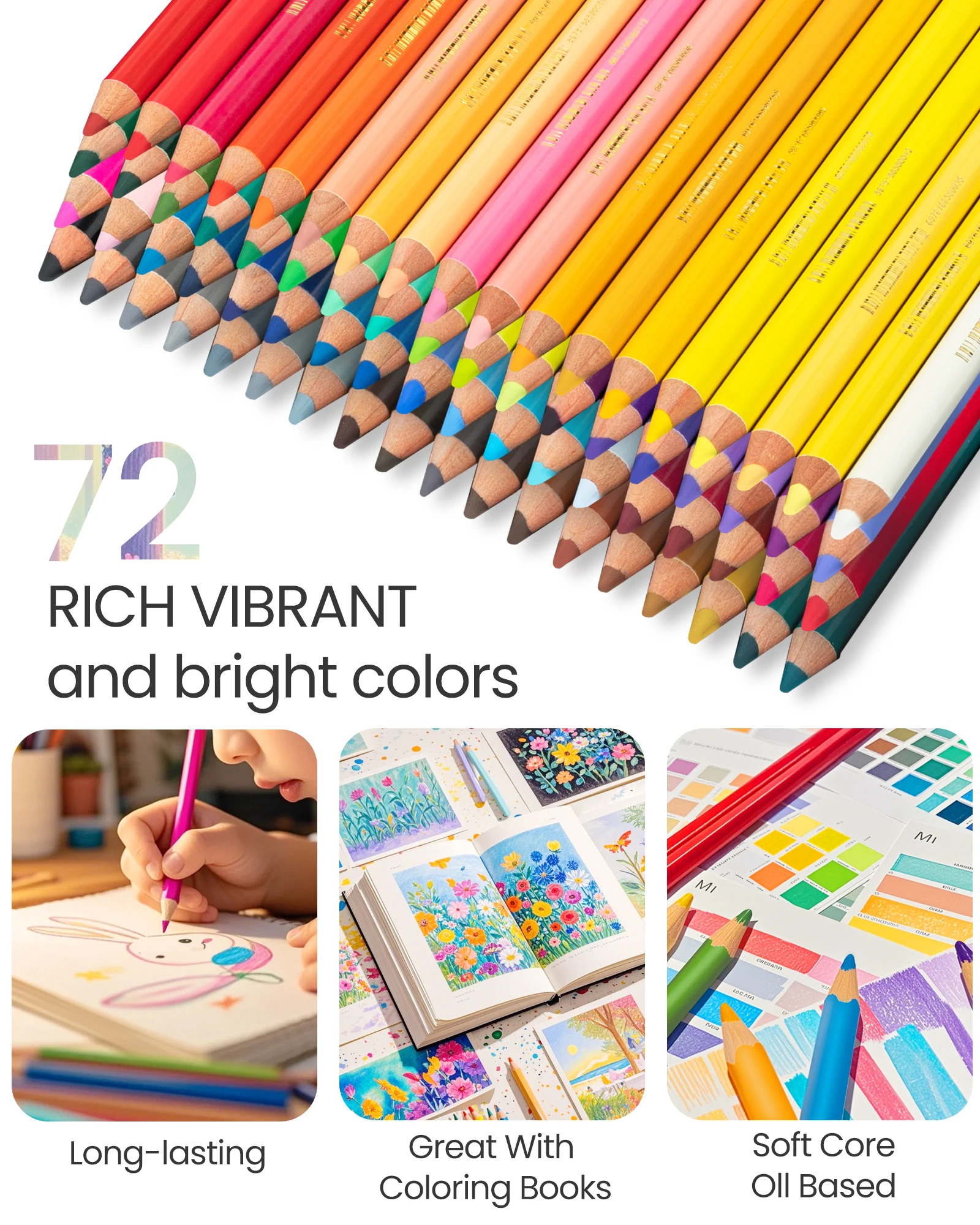 Soucolor 72-Color Colored Pencils For Adult Coloring Books, Soft Core, Artist - View #6