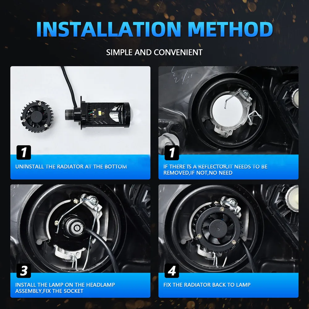 Y6 Turbo Fan H4 LED Headlights Car H4 Mini Projector Lens 6000K Super Bright 200