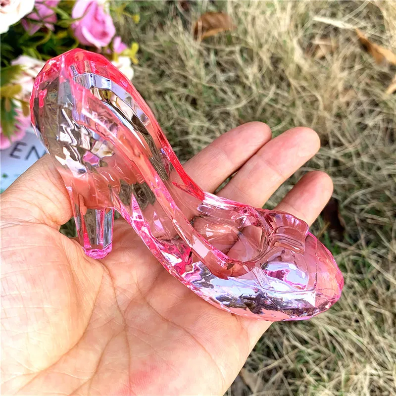 Crystal Shoes Glass Birthday Gift Home Decor Cinderella High-Heeled Shoes  Wedding Shoes Figurines Miniatures Ornament - AliExpress
