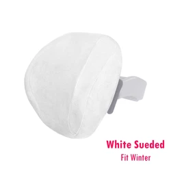 Ergonomic Adjustable Headrest Pillow with Bracket & Hidden Hook (White Sueded)