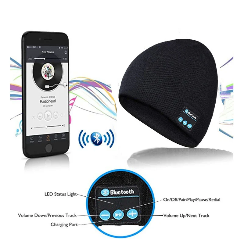 Bonnet de musique intelligent sans fil pour femme, bonnet unisexe, casque  de sauna pour téléphone intelligent