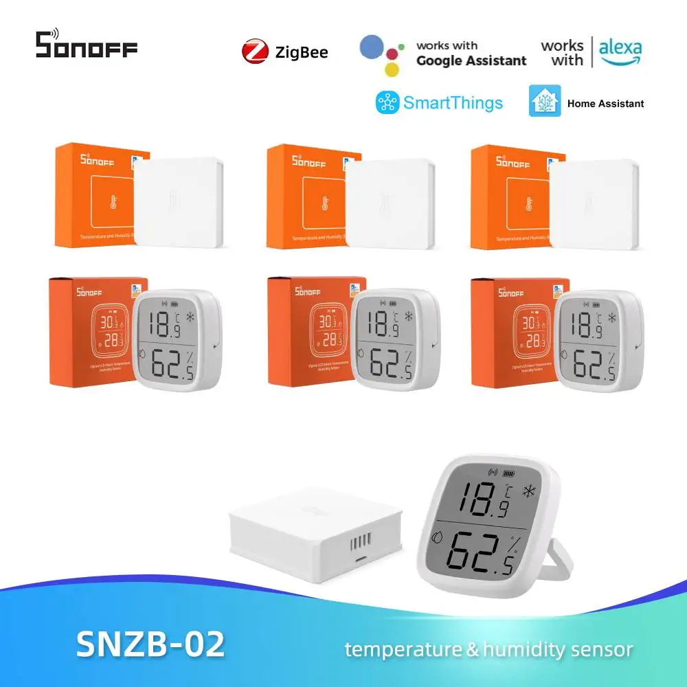 

SONOFF Zigbee Temperature Humidity Sensor SNZB-02/SNZB-02D LCD Screen Display App Monitor Via Alexa Google Home Assistant Mqtt