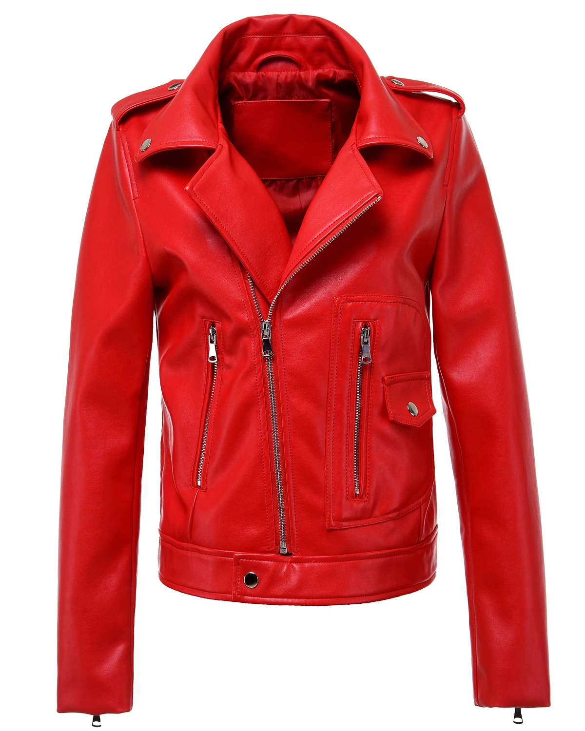 Women's Zipper Motorcycle Biker Faux Leather Jackets Crop Short Coat