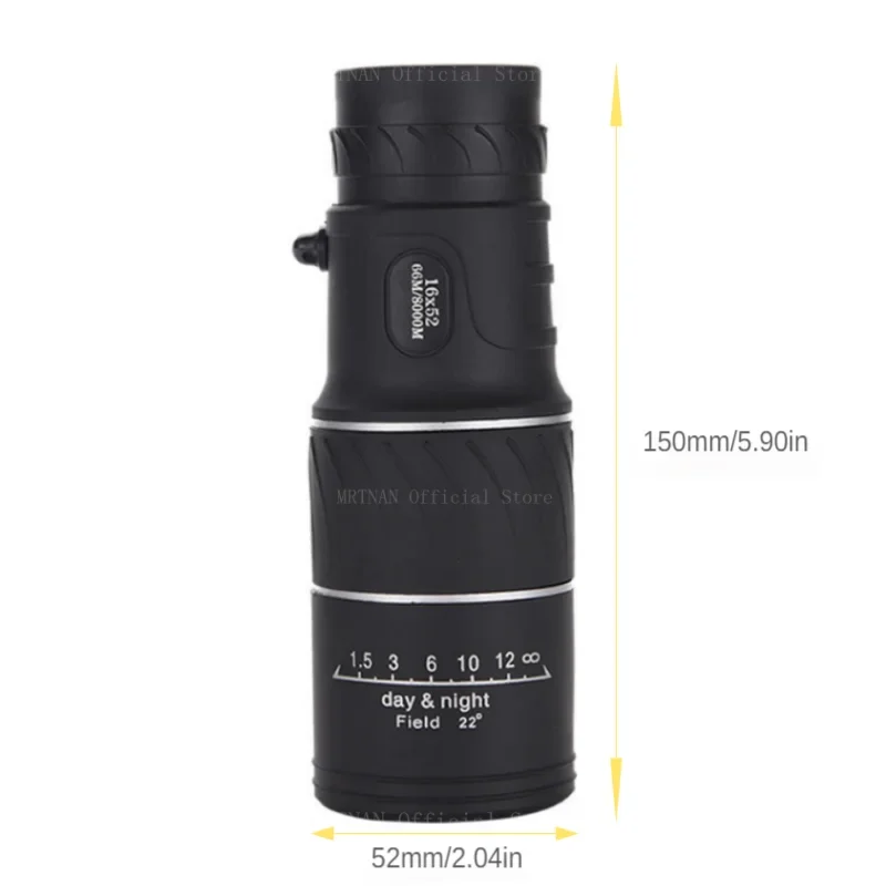 16X52 Monocular Telescope Optical Lens High Definition Handy Optics Scope Dual Focus Zoom 16X Binocular for Outdoor Camp Hunting 4