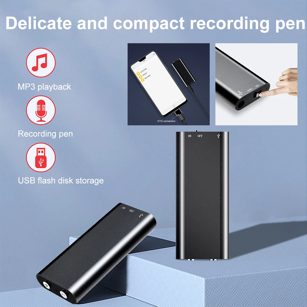 

Smallest Mini USB Pen Voice Activated 8GB 16GB Digital Audio Voice Recorder Mp3 Player 192Kbps Recording WAV