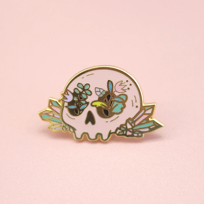 

Pink Skull Hard Enamel Pin Cute Mystery Badge Pins Fashion Accessories Gift