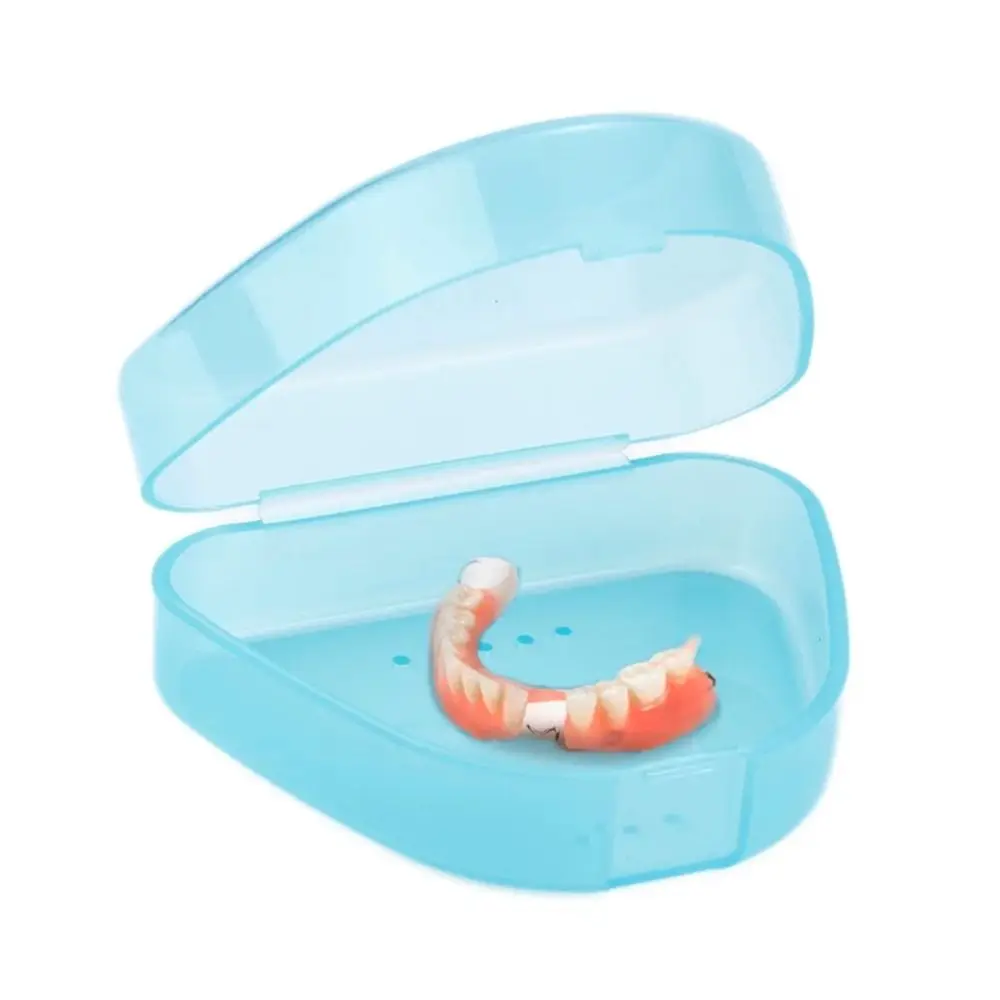High Quality Snap-fit Catch Artificial Tooth Organizer Solid Color Keep Dry False Teeth Storage Box Portable Denture Bath Box