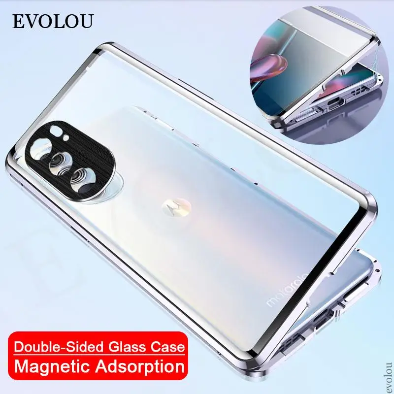 

Magnetic Adsorption Glass Phone Case for Moto Eage S30 Metal Bumper Shockproof Cover for Motorola Edge X30 Protection Shell