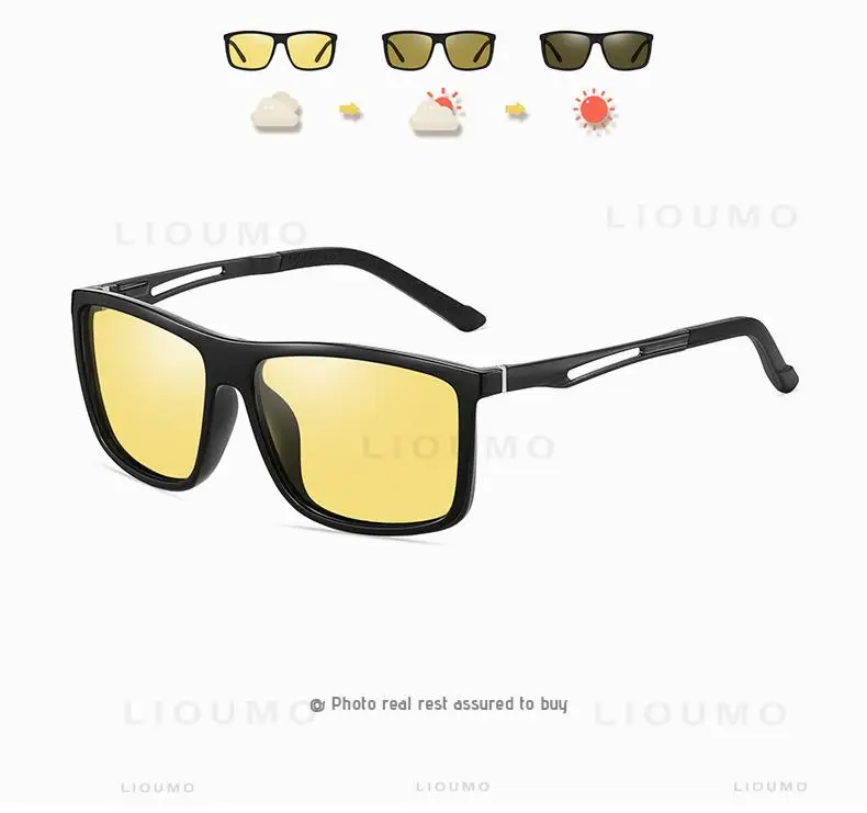 LIOUMO Marke Platz Photochrome Polarisierte Sonnenbrille Männer Frauen Nachtsicht Gläser Für Fahren Trendy Shades Chameleon Brillen – Detail 18