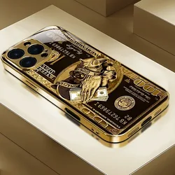 Creative Wealth Pattern Gold Metallic Paint Glass Phone Case - iPhone 18 Pro Max (1)