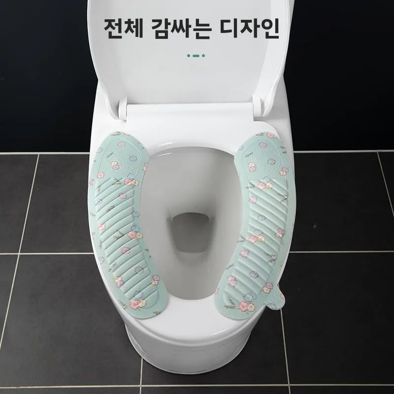 유니버설 사계절 변기 시트 커버 실리콘 접착식 세척 가능 방수 변기 매트 원형 가정용 편안하고 부드러운