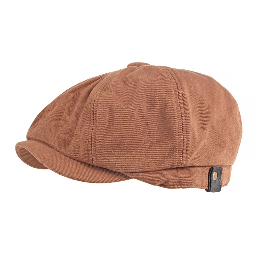 Flat Cap Hat Men for Summer Newsboy Cap Solid Cotton Mens Beret Hat Women Octagonal Hat Vintage Black Eight Panel Hat 5