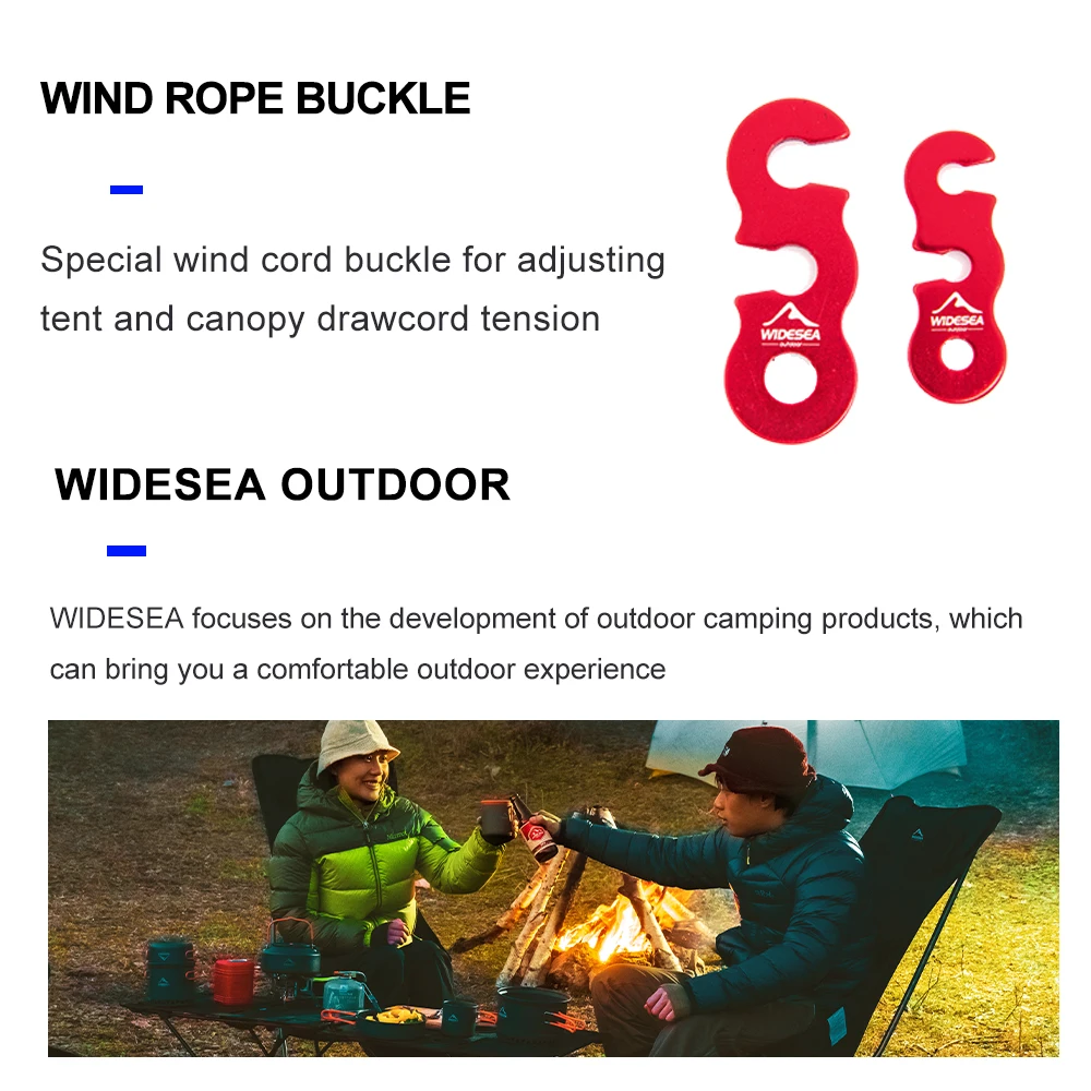 Widesea Adjustable Aluminum Alloy Tent Rope Buckles - Set of 4 Outdoor Camping Accessories