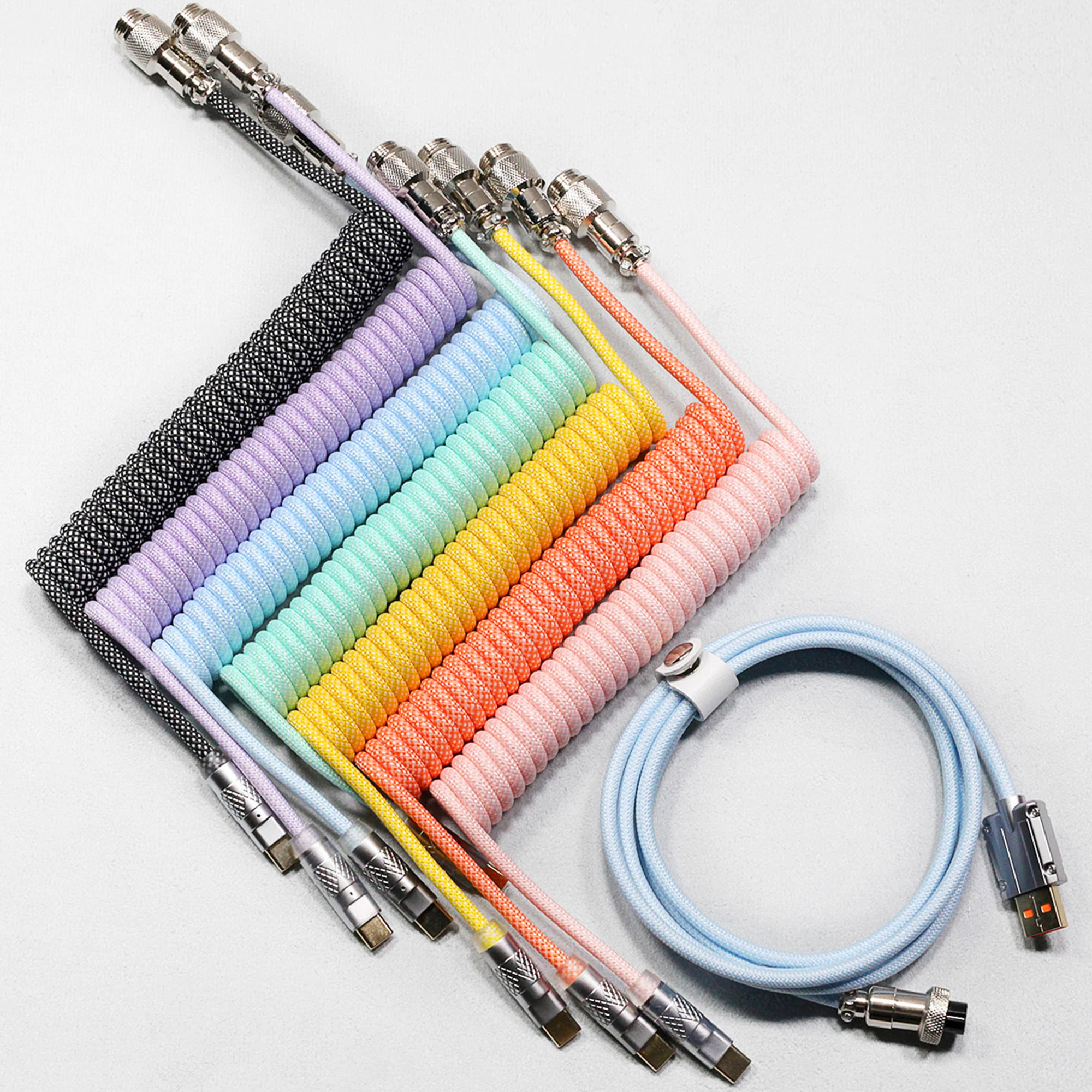 Loop-aviator Connector Cabo Luz de Respiração Rgb pe Usb a para tipo c Gx12 Aviação para Teclado Mecânico Fio de Algodão Artesanal