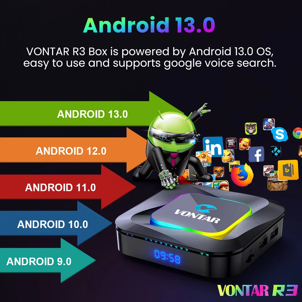 Vontar r3 tv Box Android 13 Rockchip Rk3528 Quad Core Cortex A53 4g 32g Suporte 8k Vídeo bt Wifi6 Media Player 2gb16gb 64gb 128g - Image 2