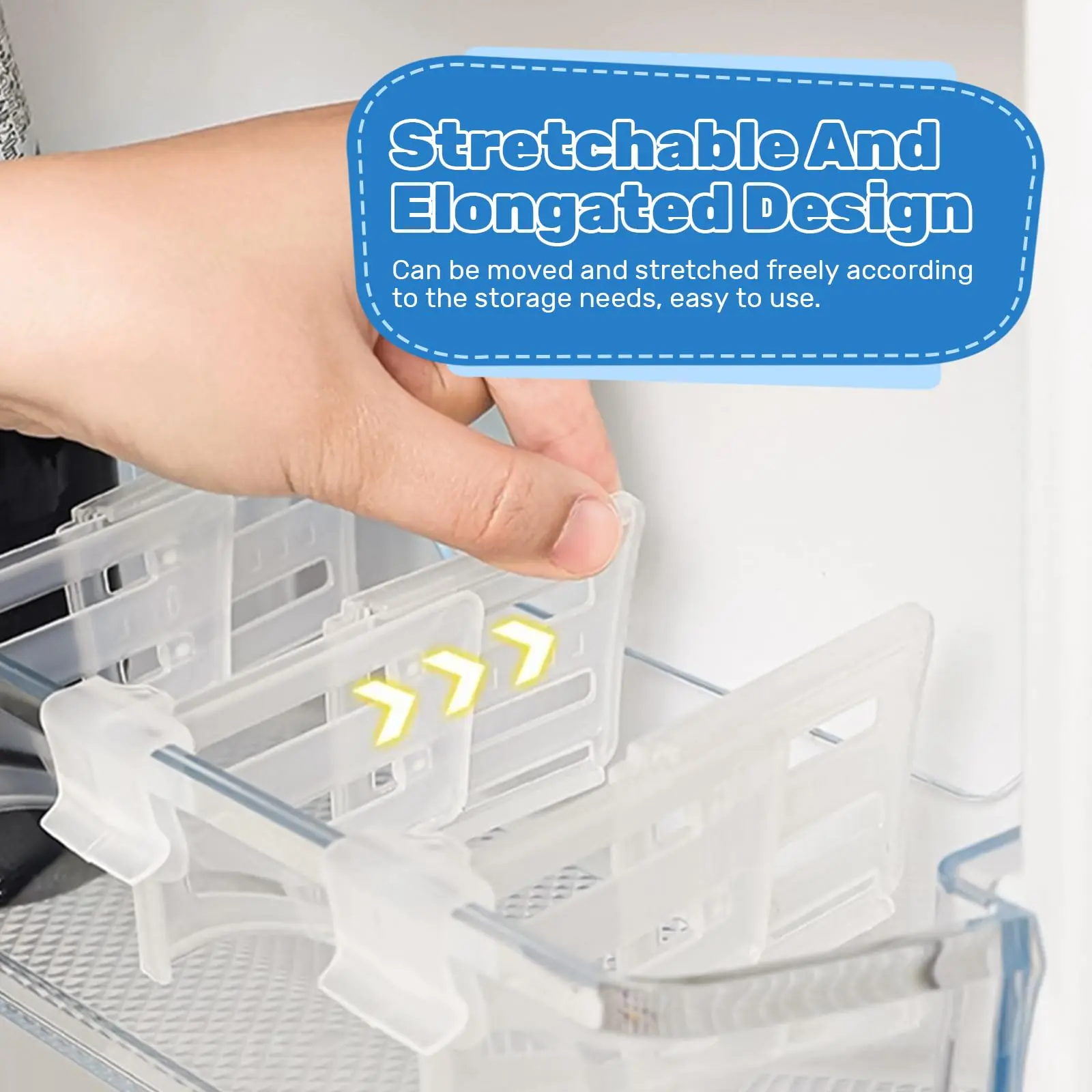Refrigerator Dividers Clip,Adjustable Plastic Organizer Tools,Fridge Door Retractable Snap-on Space Separators Kitchen Storage - 4