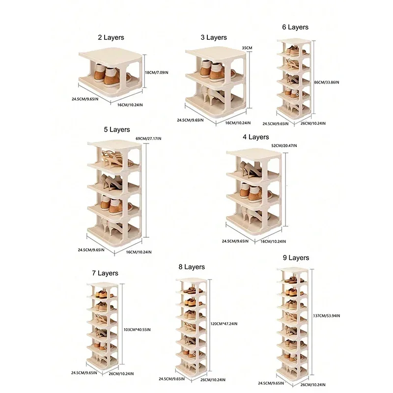 9-Layer Doorway Shoes Organizer Space-saving Narrow Shoe Storage Rack Wall Corner Stackable Plastic Shoes Rack Bedroom Furniture 6