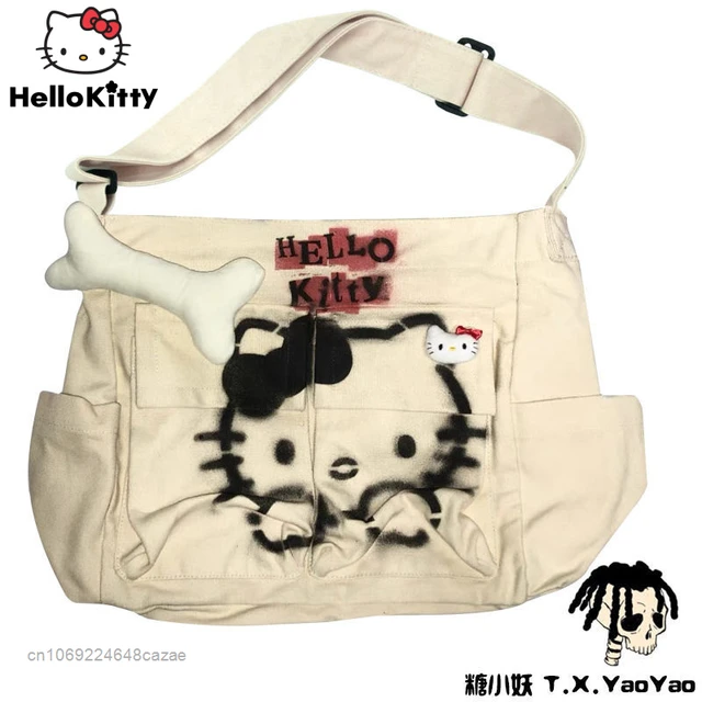 Y2k vintage girls Hello Kitty canvas messenger bag cute shoulder bag handbag  Hot