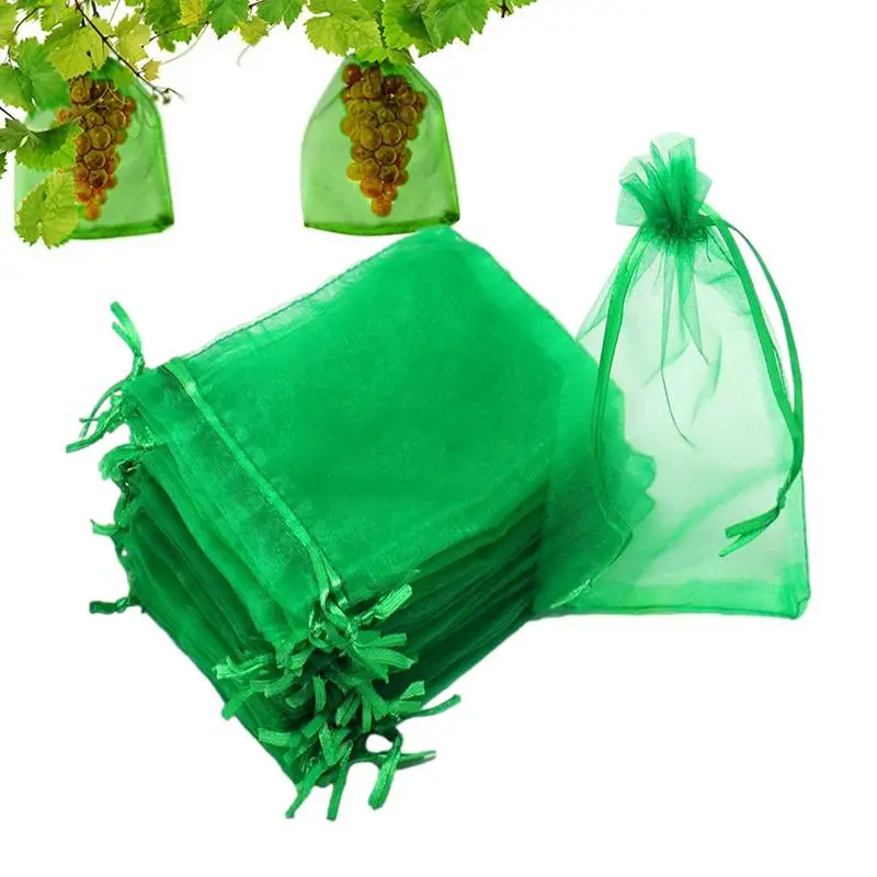 

100pcs Fruit Protection Bags Fruit Protector Net Cover With Drawstring Grape Bags Garden Mesh For Fruit Trees Veggies Mango