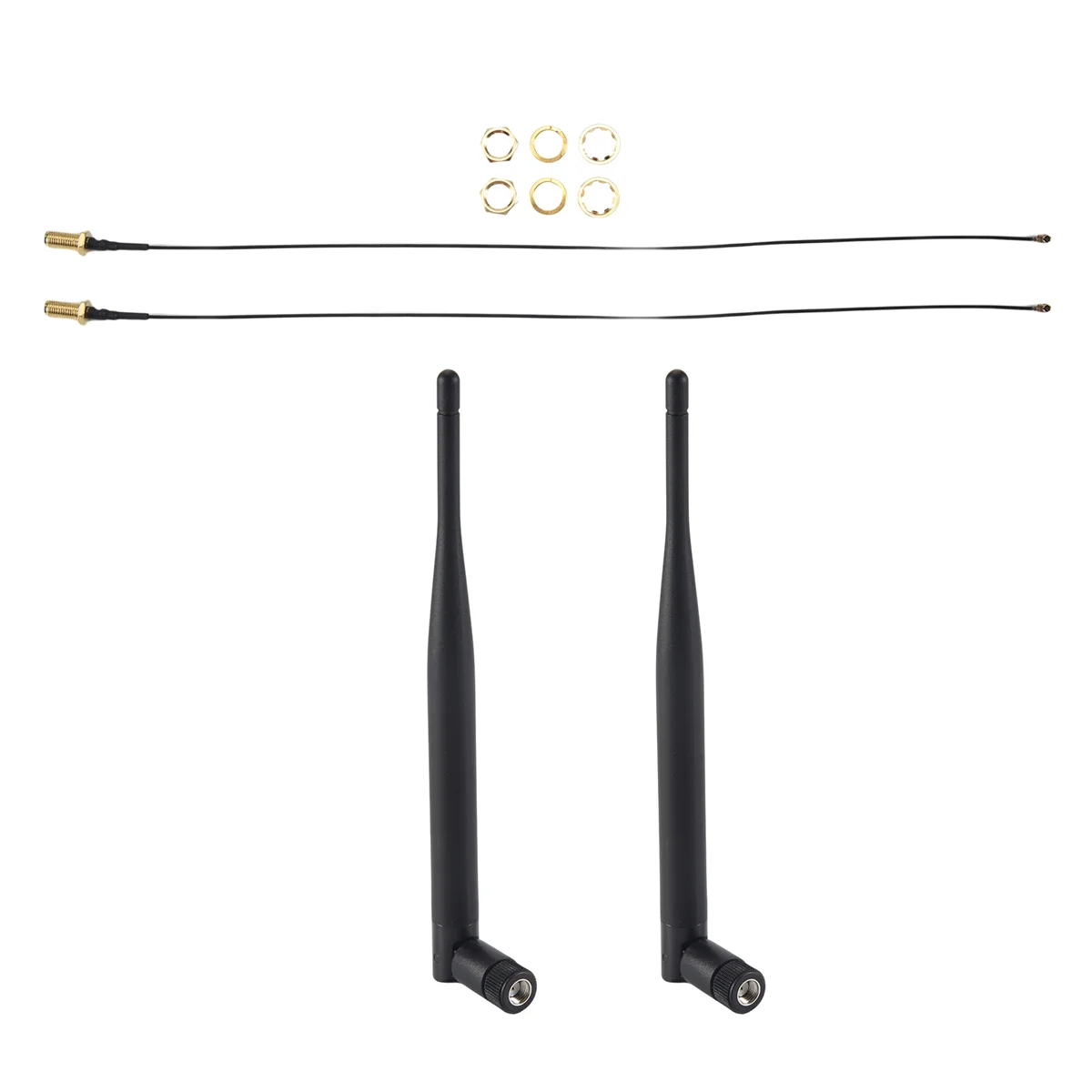 Signal Booster Antenna 2 x 6dBi 2.4GHz 5GHz Dual Band WiFi RP-SMA Antenna + 2 x 35cm U.fl / IPEX Cable