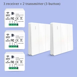 Wireless Smart Light Switch with Remote Control and Relay Receiver (3R 2M)