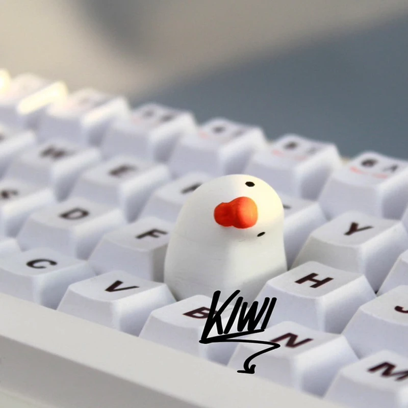 

White Skew Head Goose Key Cap Personalized Resin Handmade Customization R4 ESC Cross Axis Mechanical Keyboard Key Cap Button