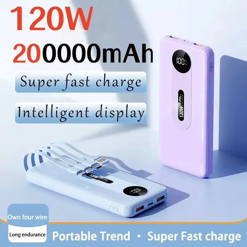 120W 200000 Batteria esterna di alimentazione mobile con ricarica super veloce Power Bank ad alta capacità mAh per iPhone Samsung Huawei Nuovo 2025 - immagine 4